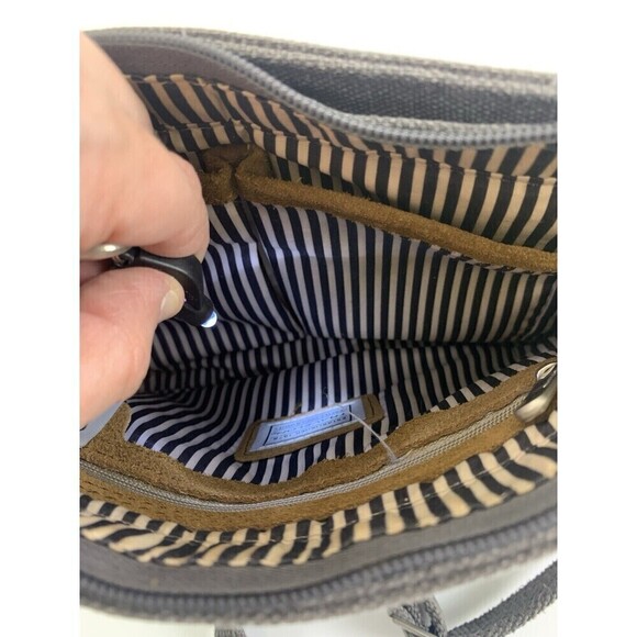 Travelon Anti-Theft Heritage Small Crossbody Bag Gray Cotton Canvas Zip RFID - Picture 14 of 16